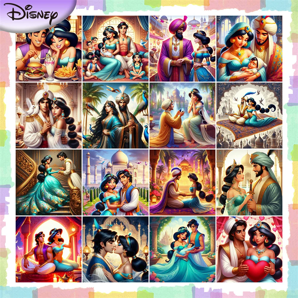 Disney 5D DIY Diamond Embroidery Jasmine Aladdin Novelty 2024 Painting Cartoon Rhinestone Pictures Mosaic Sale Handmade Gifts