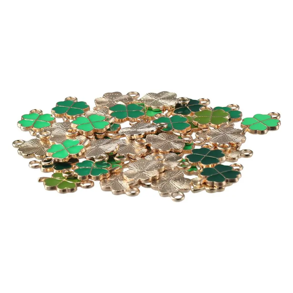 48pcs 11x18mm Four Leaf Clover Charm Pendants Alloy Four Leaf Clover Cute Small Enamel Pendants 4 Different Colors
