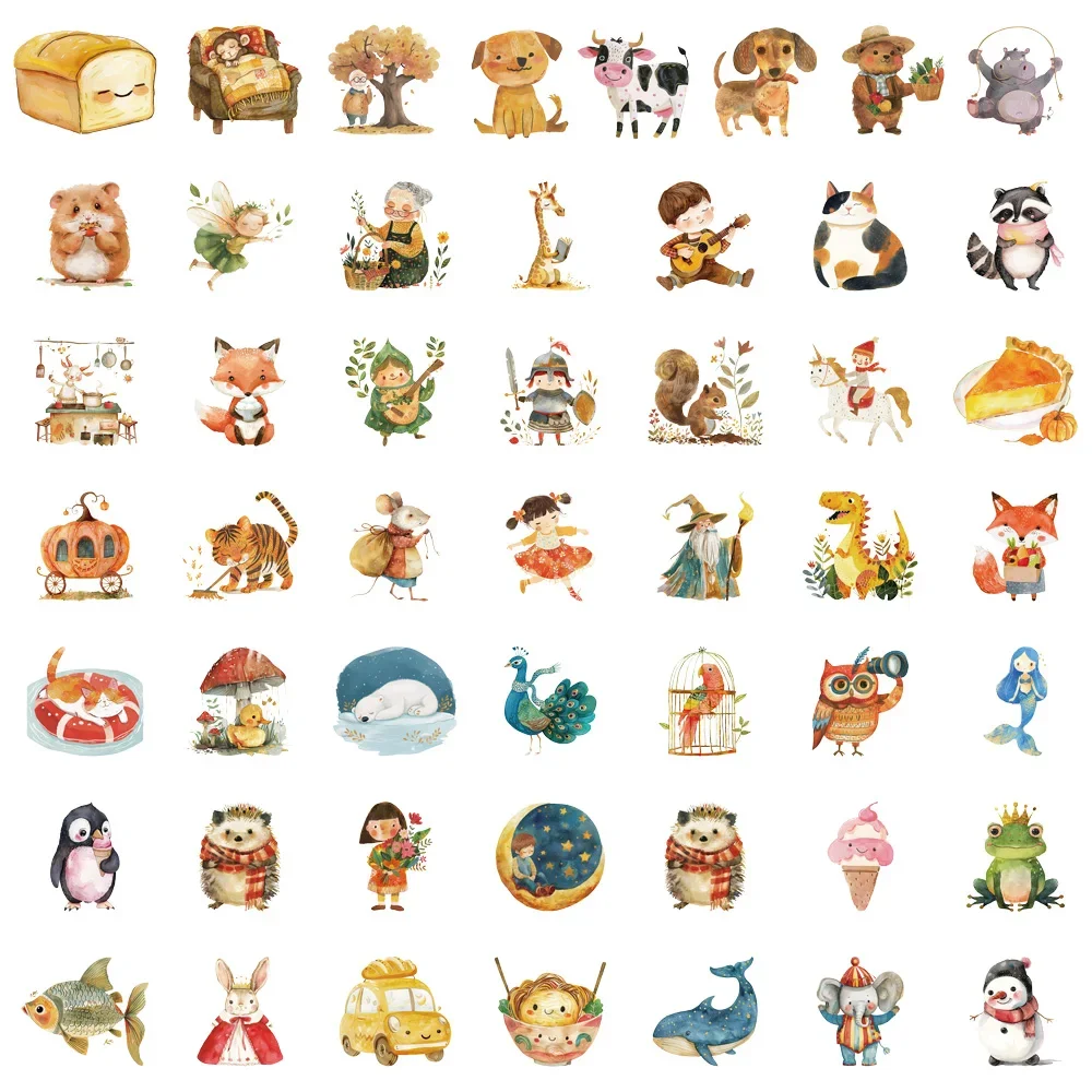 50 قطعة من ملصقات الكتابة على الجدران ذات الألوان المائية الخيالية، حساب يدوي الصنع، دفتر الأمتعة والدراجات النارية، ملصقات مقاومة للماء للحيوانات الأليفة #5