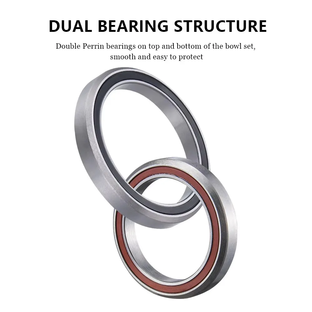 Double Bearing CNC Aluminum Bike Headset 44×55/44×56 – Universal MTB Headset for Tapered/Straight Forks, Lightweight & Durable