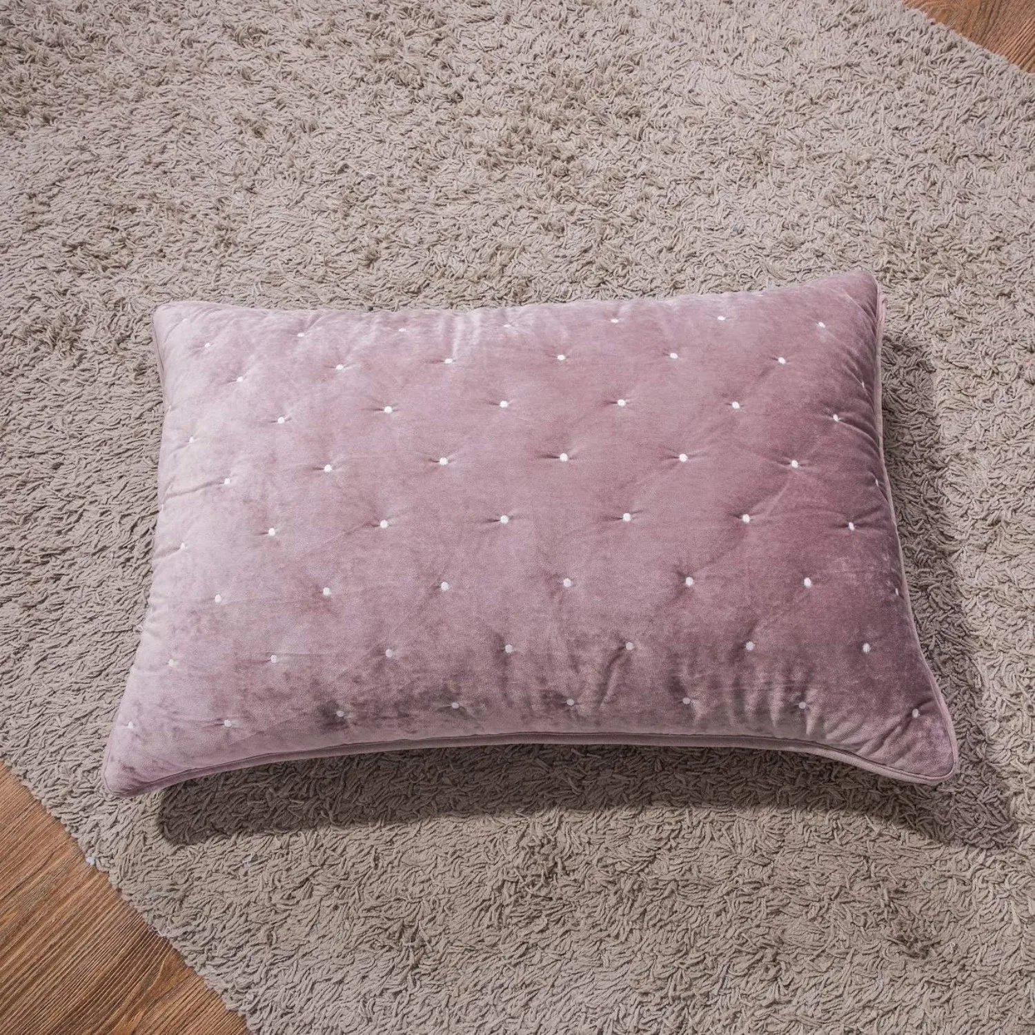 Purple Mauve Velvet Pillow Sham - Luxury Velveteen Dreams Super Soft Plush Diamond Tufted King 20 x 36