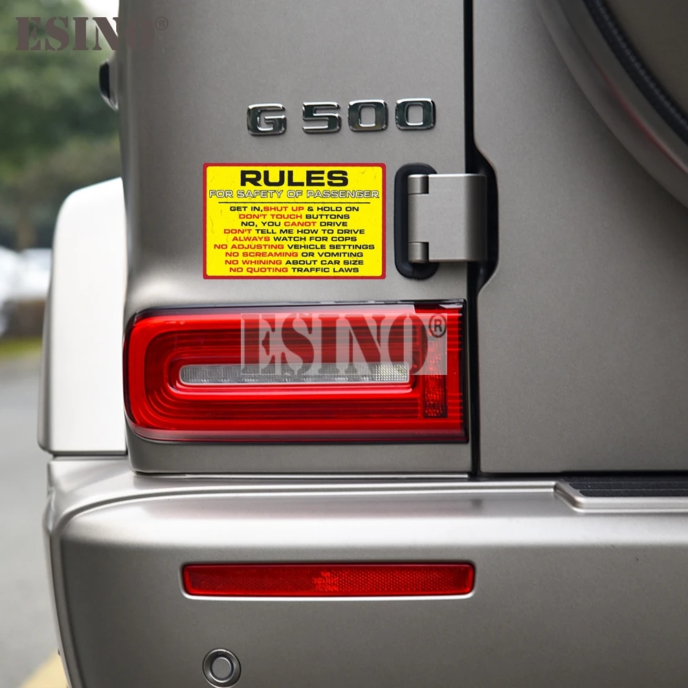 

Car Styling Creative Funny Warning Rules for Safety of Passenger PVC Decal Waterproof Car Body Sticker Pattern Vinyl
