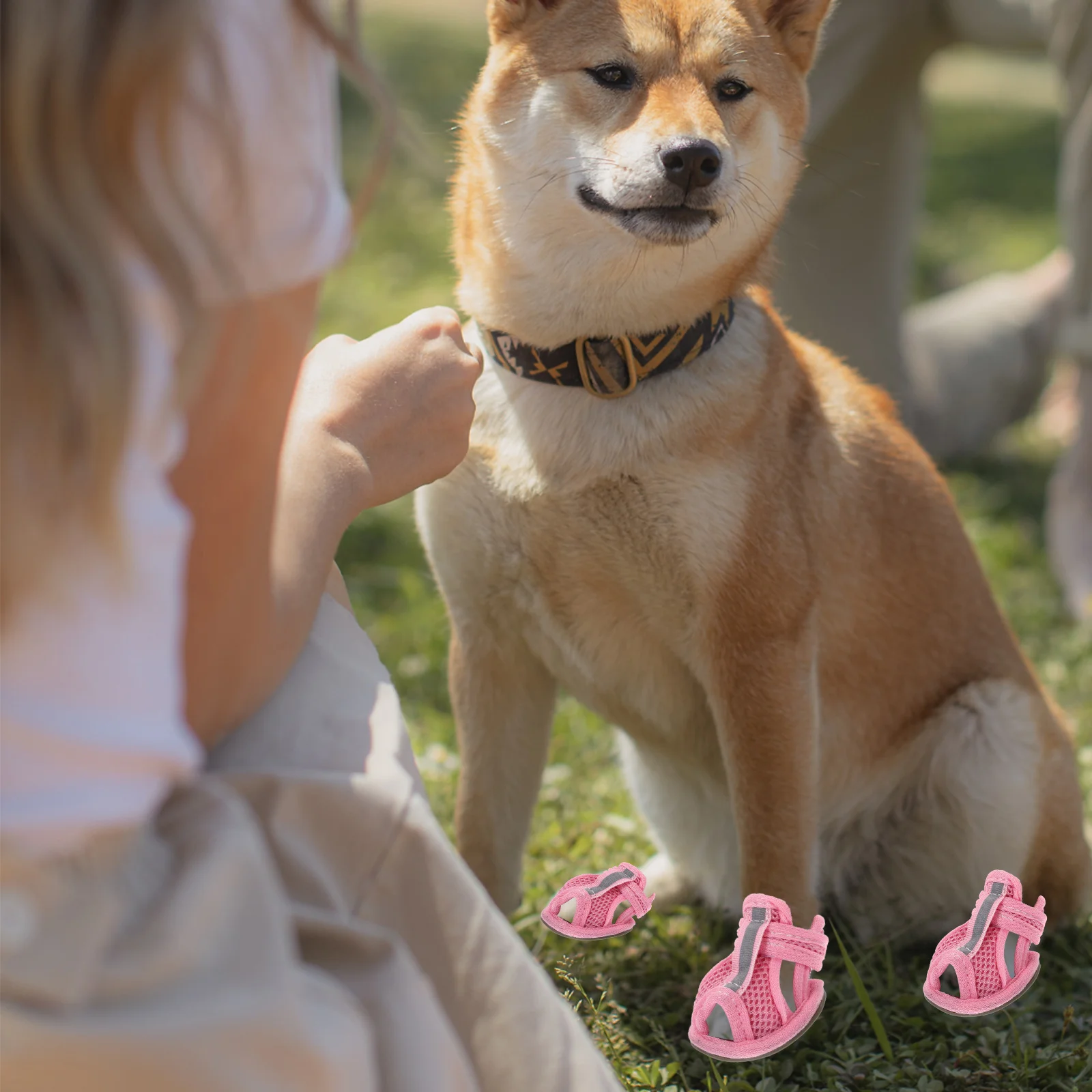 

4 Pcs Pet Sandals Breathable Shoes Dog Mesh Slippers Puppy for Summer Digs Sandles Cooling Dogs Boots