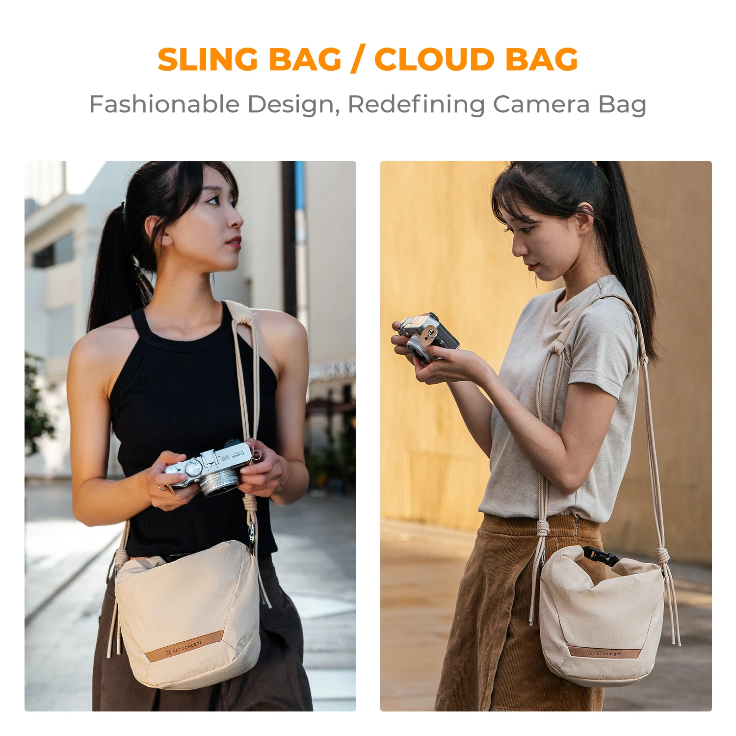 K&F Concept Sling Bag 5L Cloud Bag Shoulder Versatile Liner Camera Bag Handbag Camera Strap Polyester Fabric — zdjęcie 3