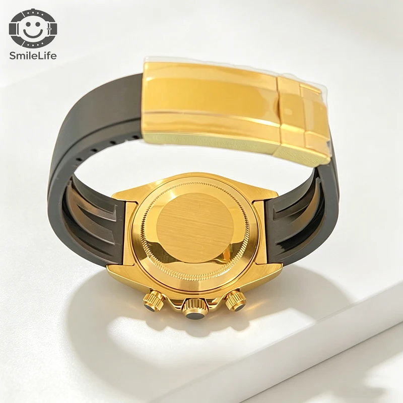 SmileLife 39 mm Dayton VK63 Uhrengehäuse mit schwarzem Kautschukarmband, Saphirglas, passend für VK63 Quarzwerk, Uhrenzubehör – Detail 12