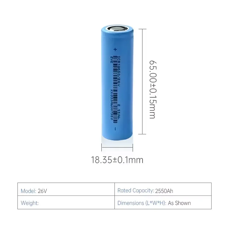 Batteria ricaricabile EVE 18650 batteria 2500mAh 3.6V 18650 cella al litio 18650 li-ion ricaricabile 18650 2550mAh capacità