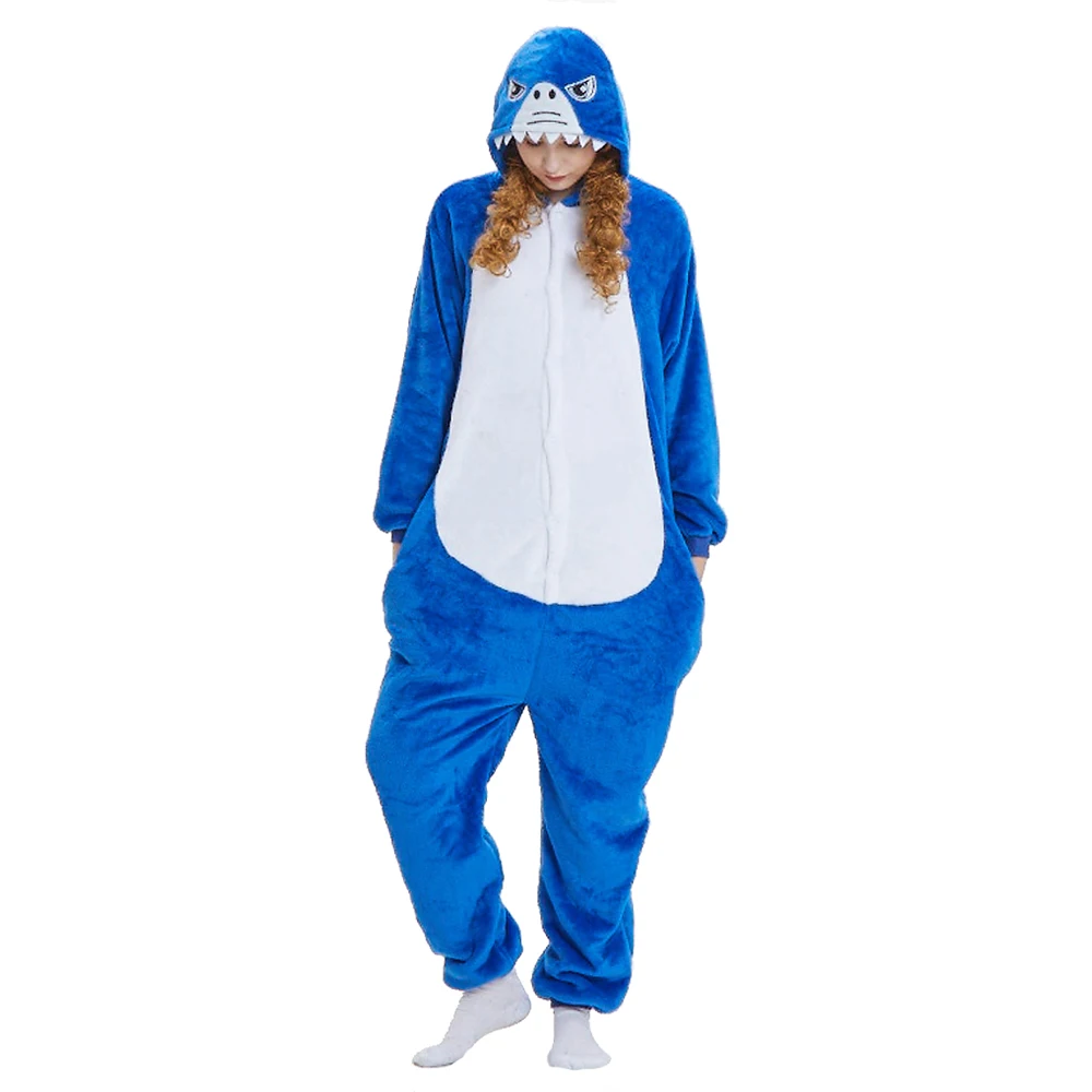 

Kigurumi Adult Kids Animal Shark Pajamas Onesies Sleepwear Halloween Cosplay Costume Warm Flannel One-piece Nightgown Jumpsuits