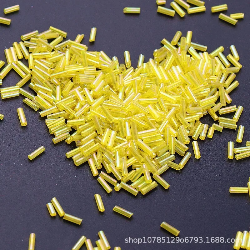 5g 2x6mm Colorful Bugles Glass Beads Bugles Loose Spacer Seed Beads for Needlework Jewelry Making DIY Garments Accessories