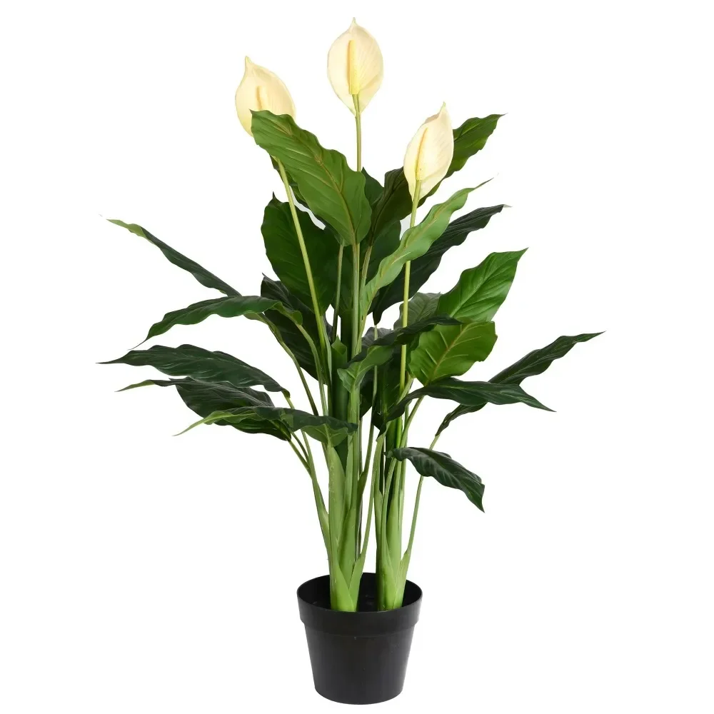 Artificial Green Peace Lily Real Touch Plant Lifelike Home Office Decor  Faux Indoor Potted Plant  Maintenance Free  Faux Plant