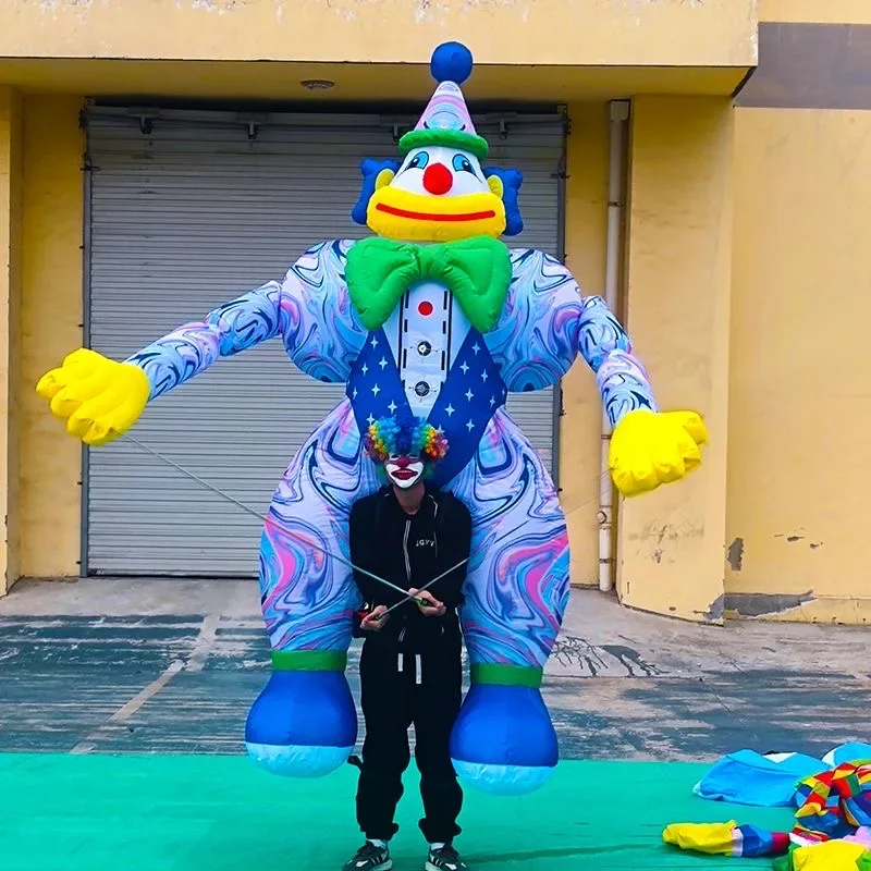 3m/3.5m Giant Red Blue Adult Carry Inflatable Clown Puppet for Carnival Entertainments Stage Fancy Blow Up Clown Props Events