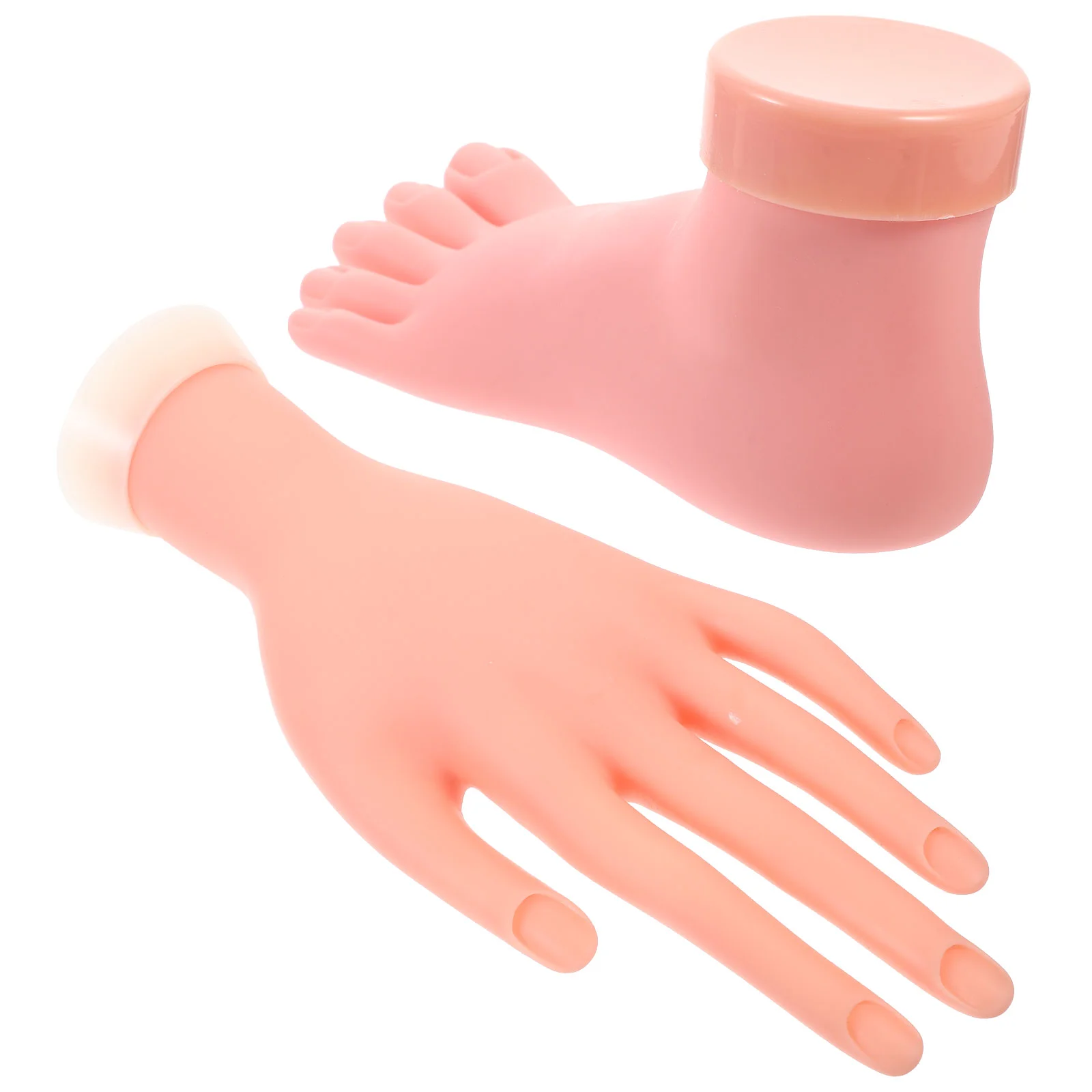 2 Pcs Left Hand Model Recyclable Fake Foot for Nail Practice Manicure Rubber