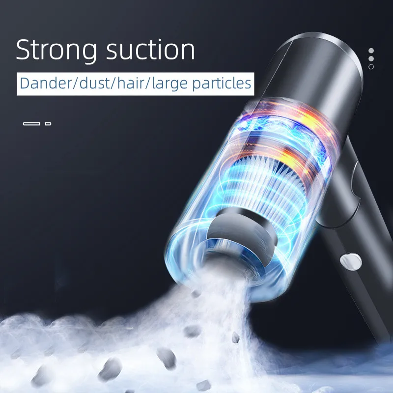 Автомобильный пылесос 2 в 1, ручной мини-пылесос с беспроводной зарядкой и встроенным батарейчиком