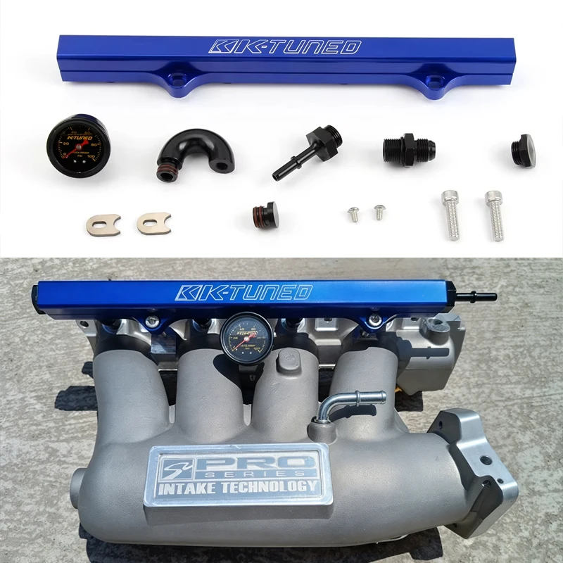 

K-Series Fuel Rail for Honda Civic K20 K24 FD2 CL7 DC5 with Fuel Pressure Gauge Multi-color Aluminum