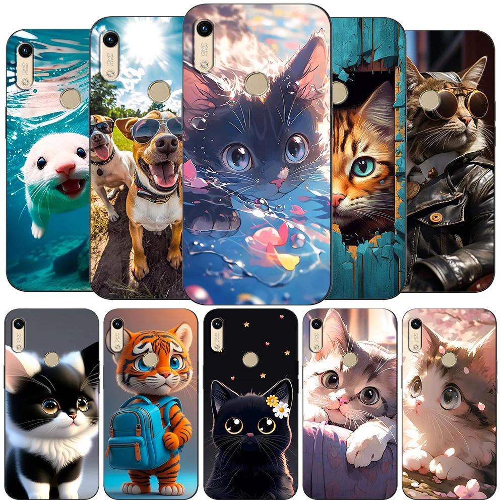 For Honor 8A Case For huawei Honor 8A prime Case Cover On Honor 8A JAT-LX1 8 A Phone Case black tpu case amazing cool cats pets