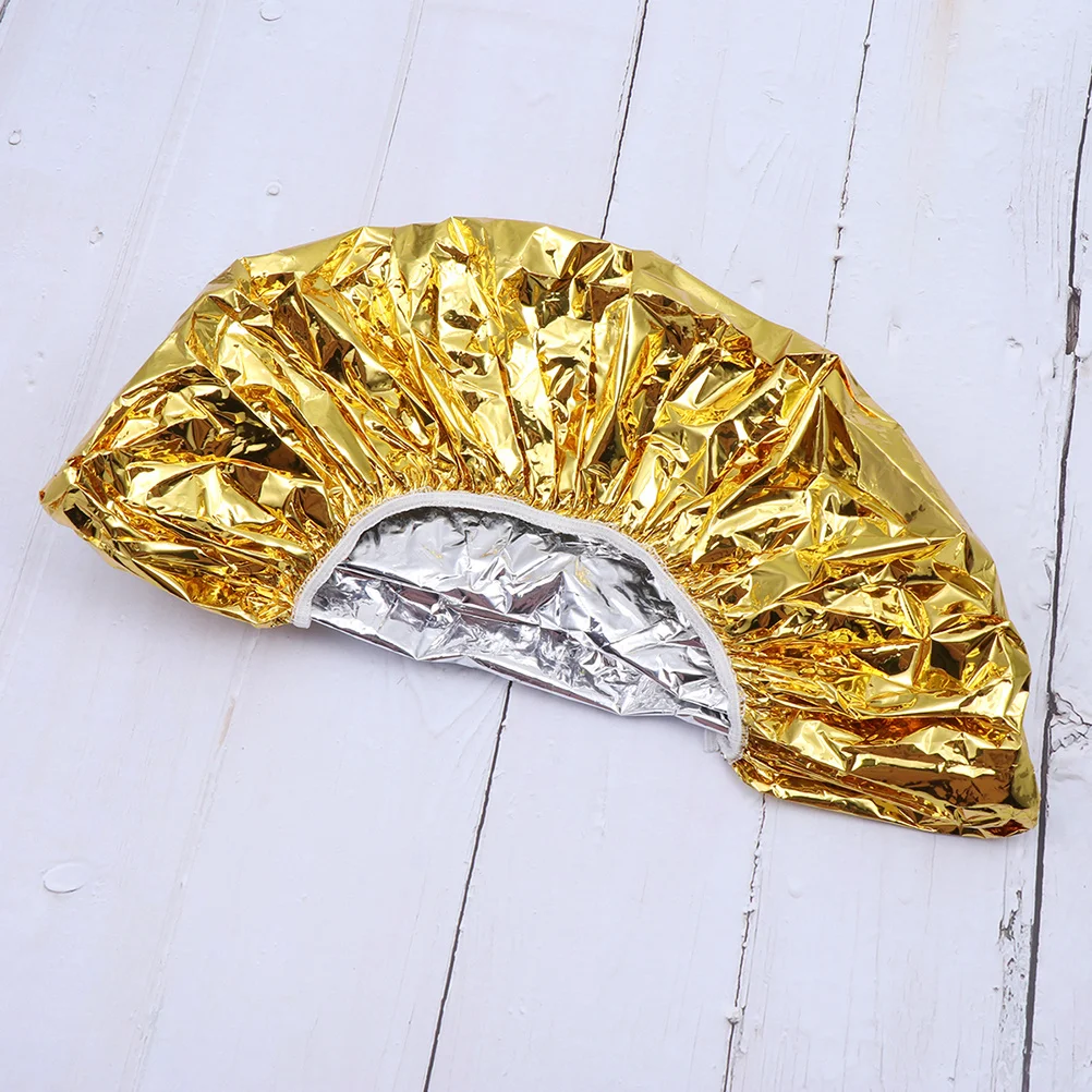 

10 шт. алюминиевых фольгированных шапочек для волос, термоизоляционные, пылезащитные, для домашнего использования и салонов, золотистые, эластичные, для укладки волос