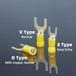 PVC Insulated Spade Terminal Electrical Wire End Fork Cold Crimping Connector AWG 22-10 Make Threading Easier Cable Press Lug
