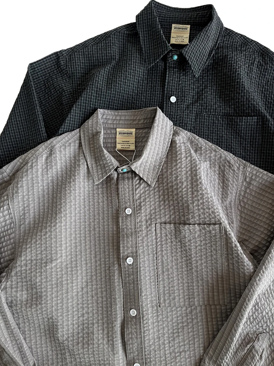 

Trendy Plaid Long Sve irt Vintage Workwear Sle Loose Fit Anti-static Windproof Color Retention Wear Resistant Antibact...
