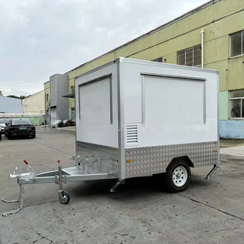 Fast Food Mobile Kitchen Consession Trailers Food Trailer Truck Fully Equipped with Display Refrigerator for Snack Customizable view 4