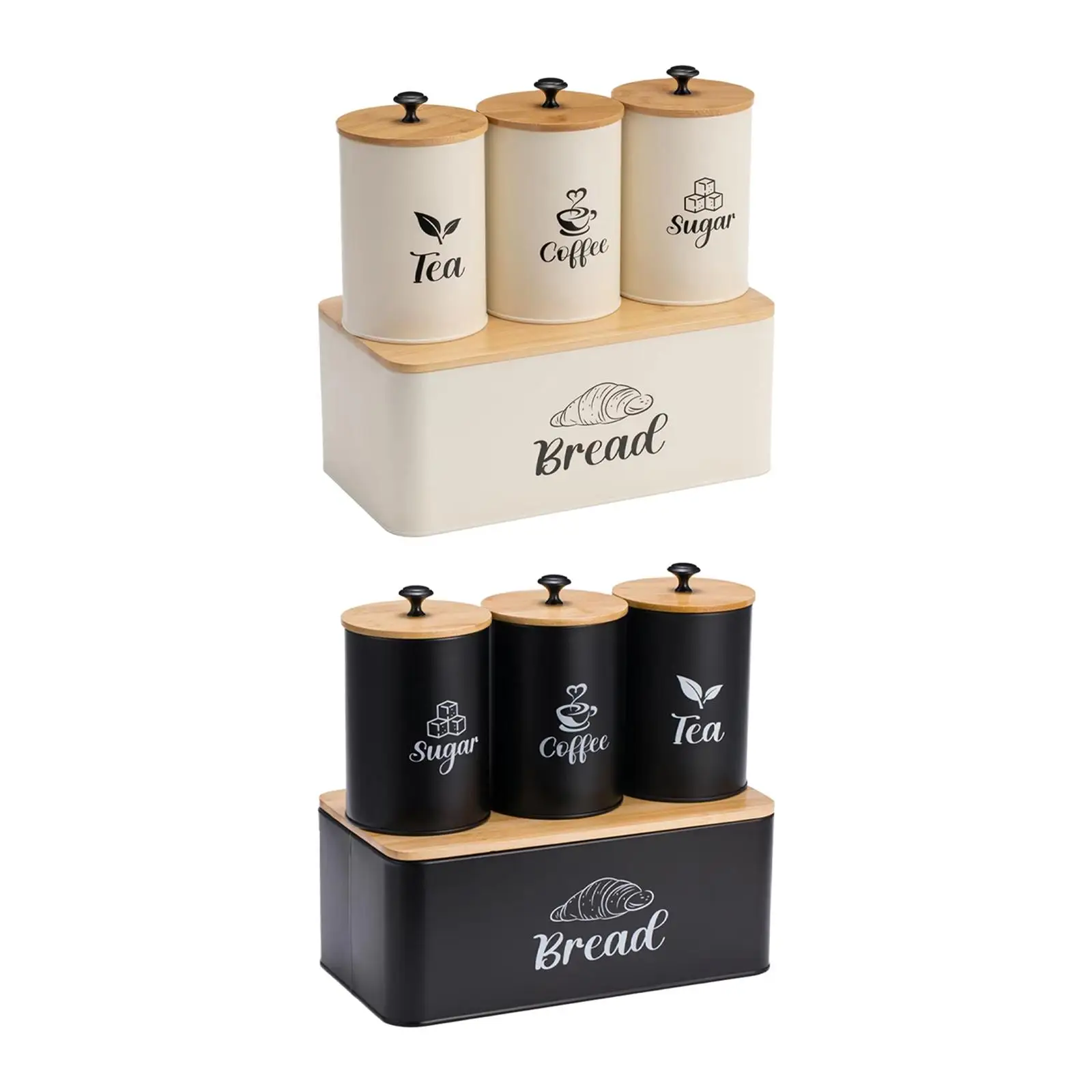 Kitchen Canisters Set Kitchen Food Storage Container Rustic Breadbox Coffee Tea Sugar Storage for Coffee Shop, Home, Cookies