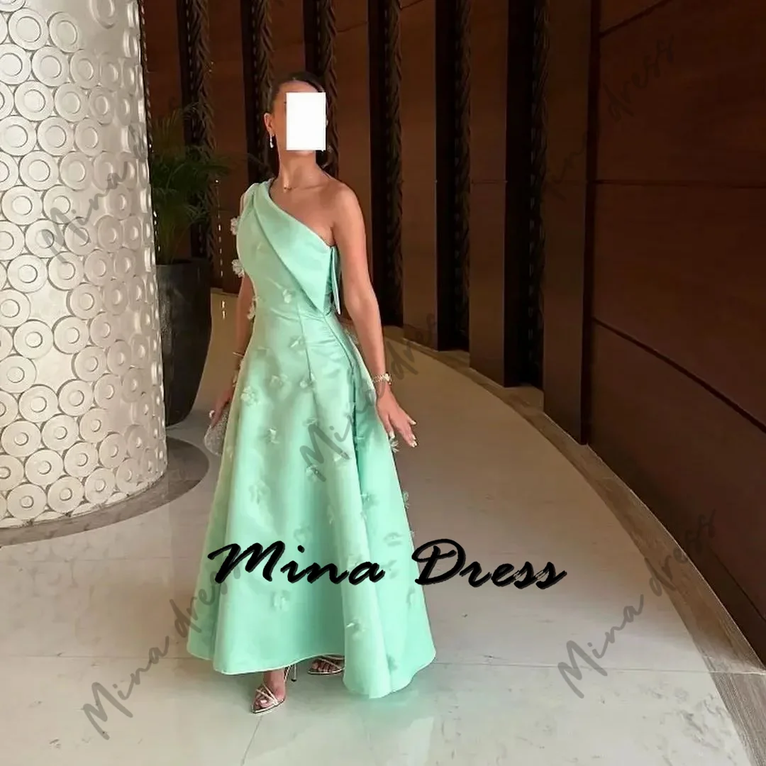 

Mina Customized Flowers Luxurious Women's Evening Dresses for Special Occasions Sleeveless Backless One Shoulder Saudi Arabia