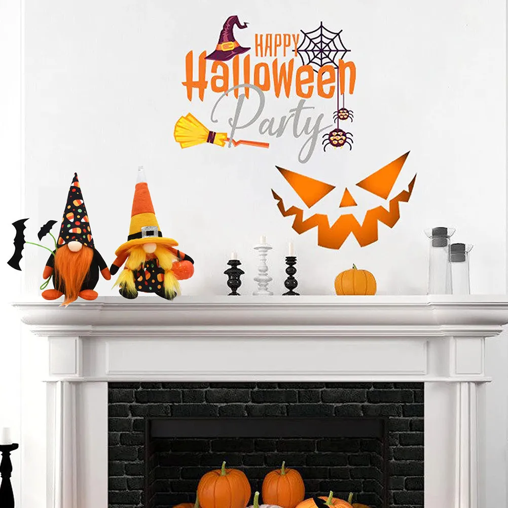 

2Pcs Halloween Gnome Decorative Figurines Lovely Cartoon Design Home Desktop Counter Decoration Scandinavian Style Party