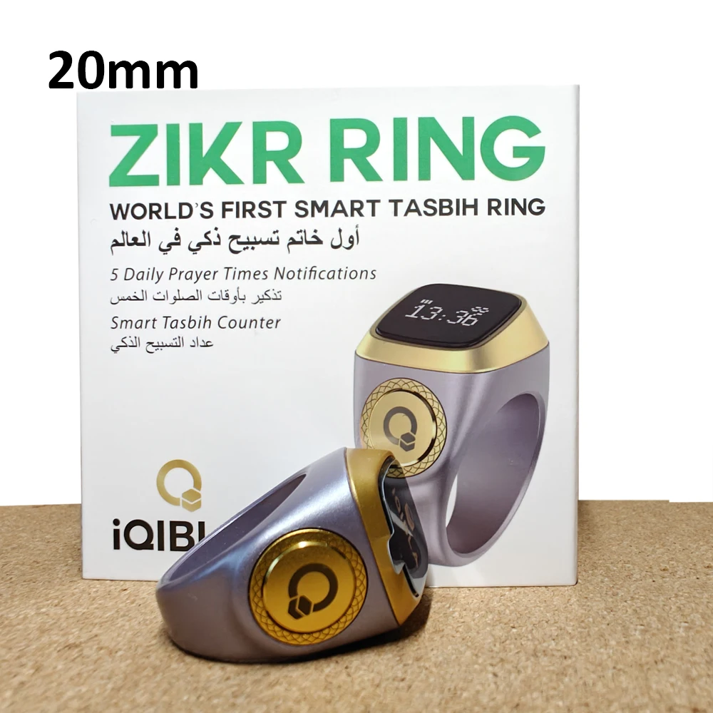 Aktualisierte Verpackung mit 2 Ladekabeln iqibla Smart Ring Tally Counter Muslime Zikr Ring wasserdicht vibrieren erinnern digitale Tasbih