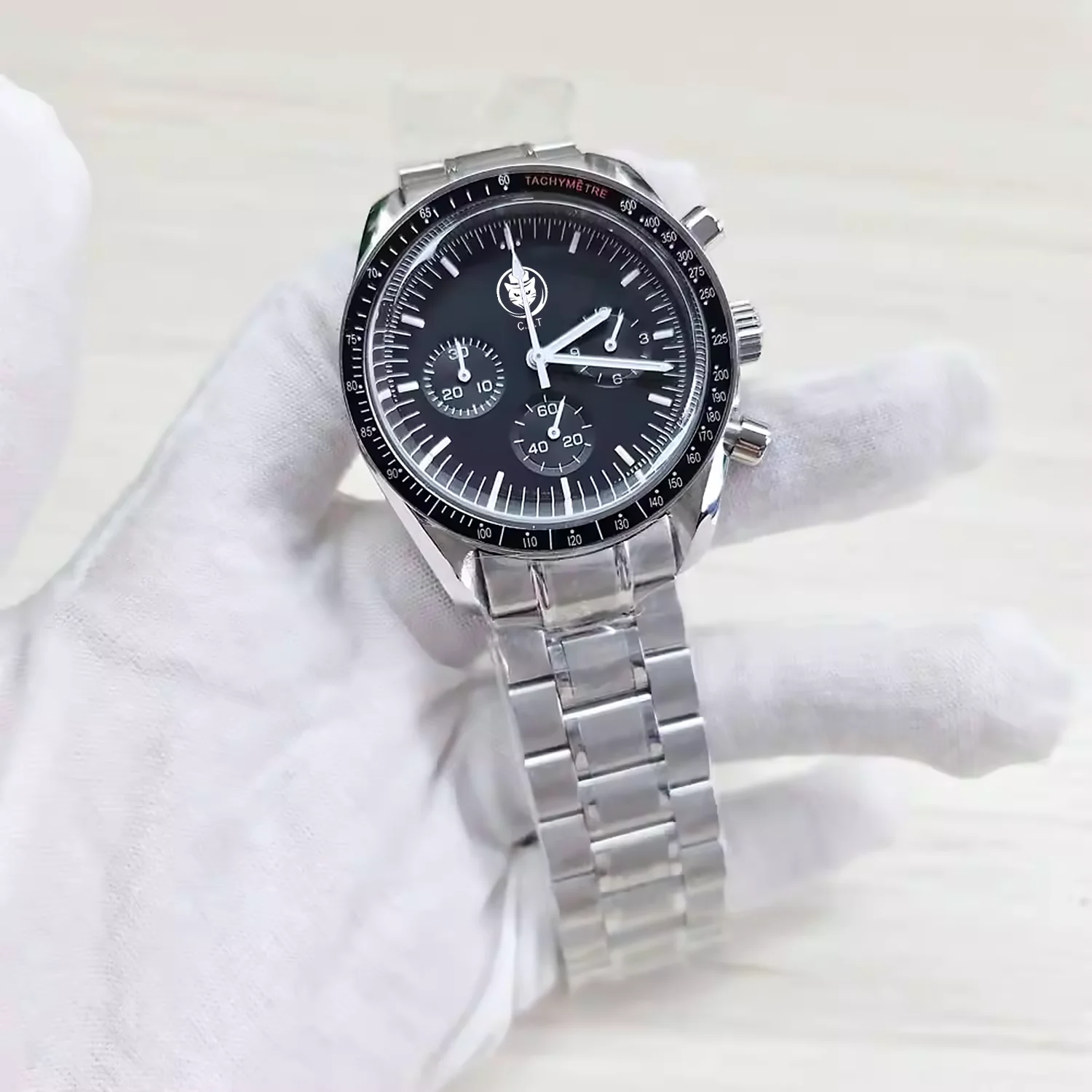 VK63 Хронограф Луна Часы Роскошные Деловые Светящиеся Нержавеющая сталь Водонепроницаемые Настраиваемые Мужские Часы C.A.T Часы WWQ0012