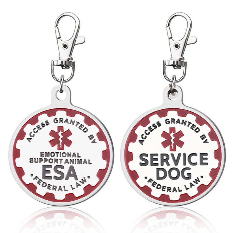 2 pezzi Service Dog tag targhetta incisa in acciaio inossidabile supporto emotivo Animal ESA Service Dog ID tag accessori per collare per cani