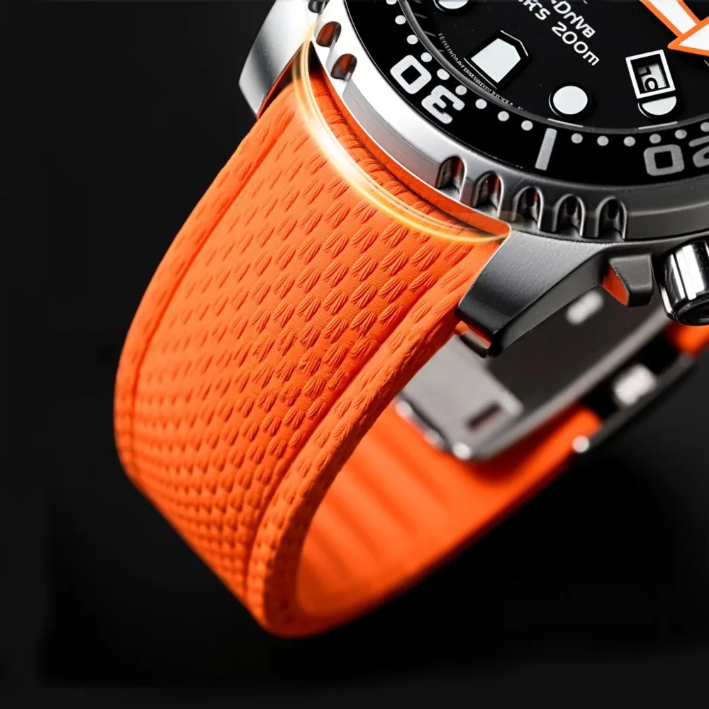 18mm 19mm 20mm 21mm 22mm Curved End FKM Rubber Sailcloth Watch Band Universal CTS Strap For Omega Speedmaster Swatch