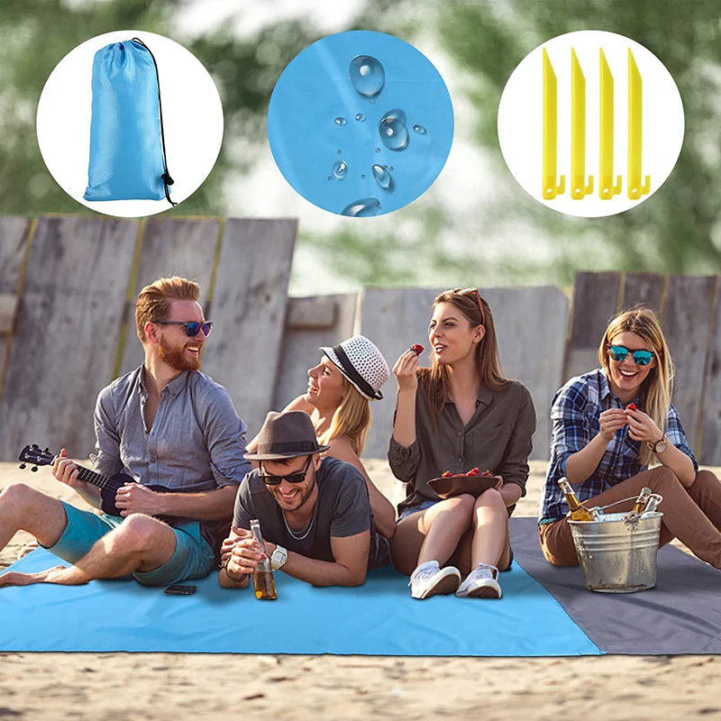 2.4m Portable Camping Mat Oversized Picnic Blanket Water Proof Beach Blanket Tent Floor Grounding Mat Outdoor Sand Control Cloth