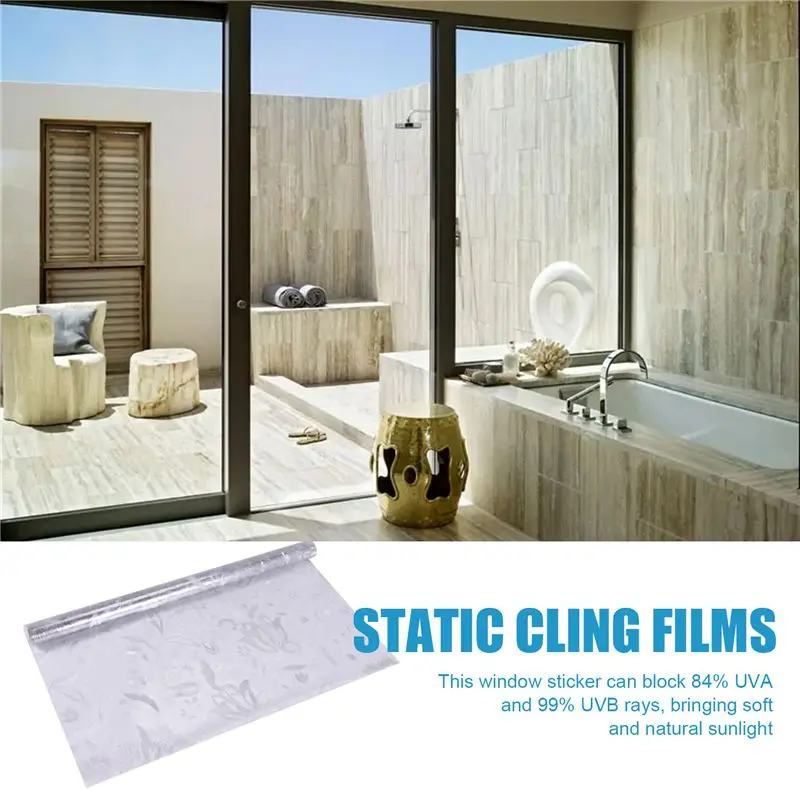 NEW HOT In Stock-3D Rainbow Window Film Stained Glass Vinyl Static Non Adhesive Film Opaque Privacy Protective Tint