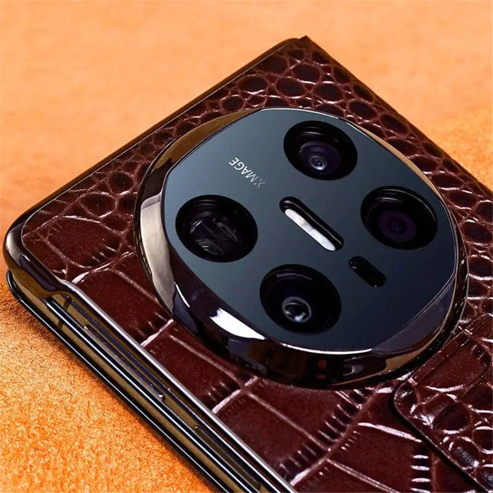 Premium Natural Cowhide Crocodile Pattern Flip Case for Huawei Mate X6 Business Cover