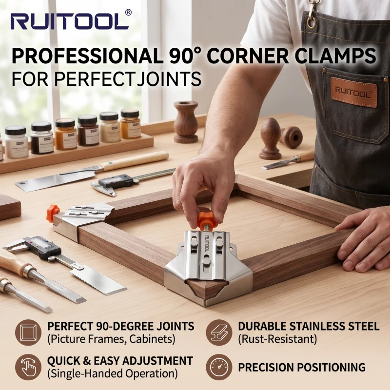 Corner Clamp Steel 90 Degree, Right Angle Clamp Carpenter Quick Splicing Clamp W/ Adjustable Swing Jaw for DIY Framing Welding