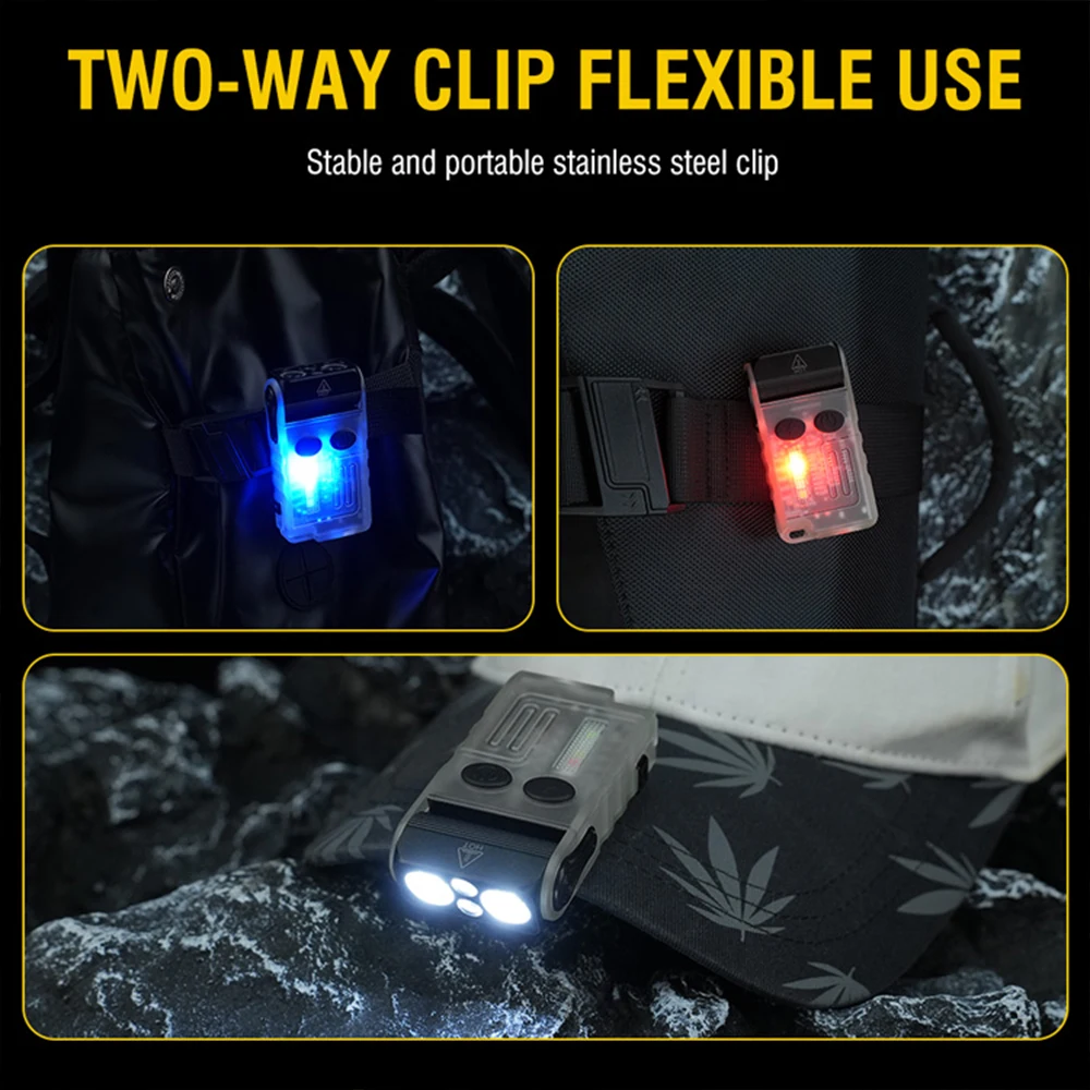 Asafee V20 EDC Flashlight Keychain UV Light 1000LM100M Range IP67 Waterproof Rechargeable lamp Floodlight 180 Rotation Magnetic