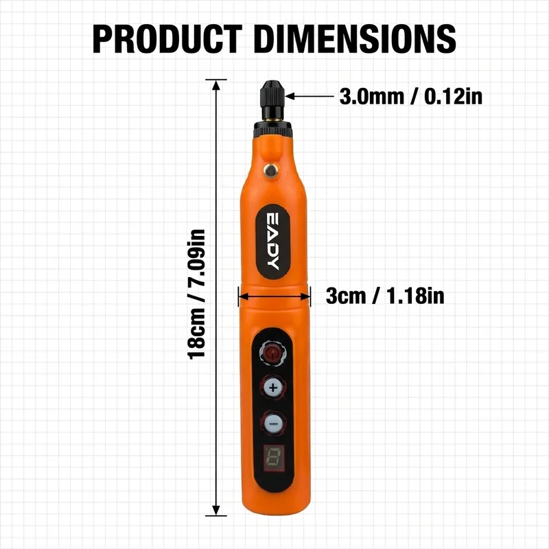 Kabelloses Rotationswerkzeug 13000mAh Akku 5 Variable Geschwindigkeiten Mini Akku-Schleifer Stiftförmiges Elektrisches Schleif- und Polier-Set für DIY – Detail 4