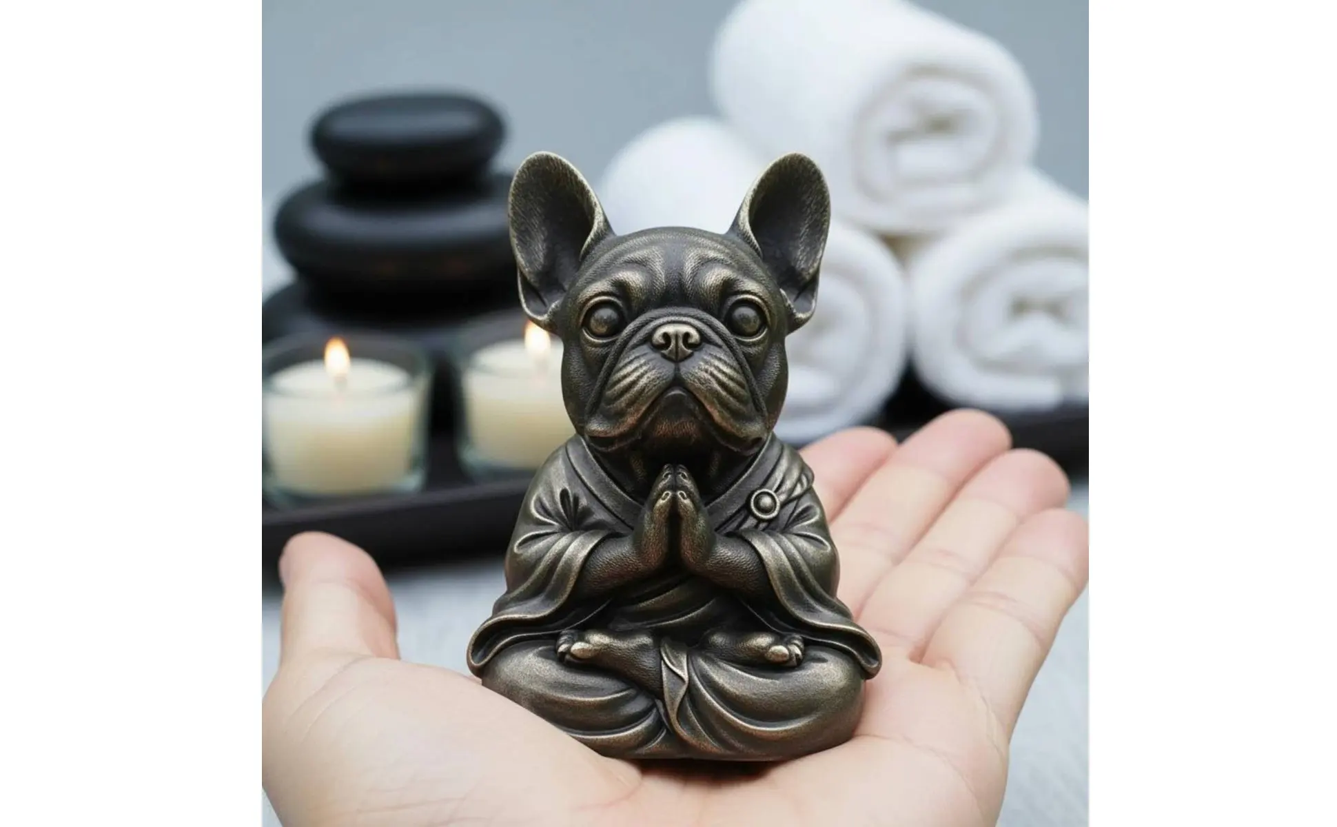 Meditating Dog Statue Cute Zen Dog Figurine Resin Zen Creature Figurine Outdoor Friendly Resistant for Desk