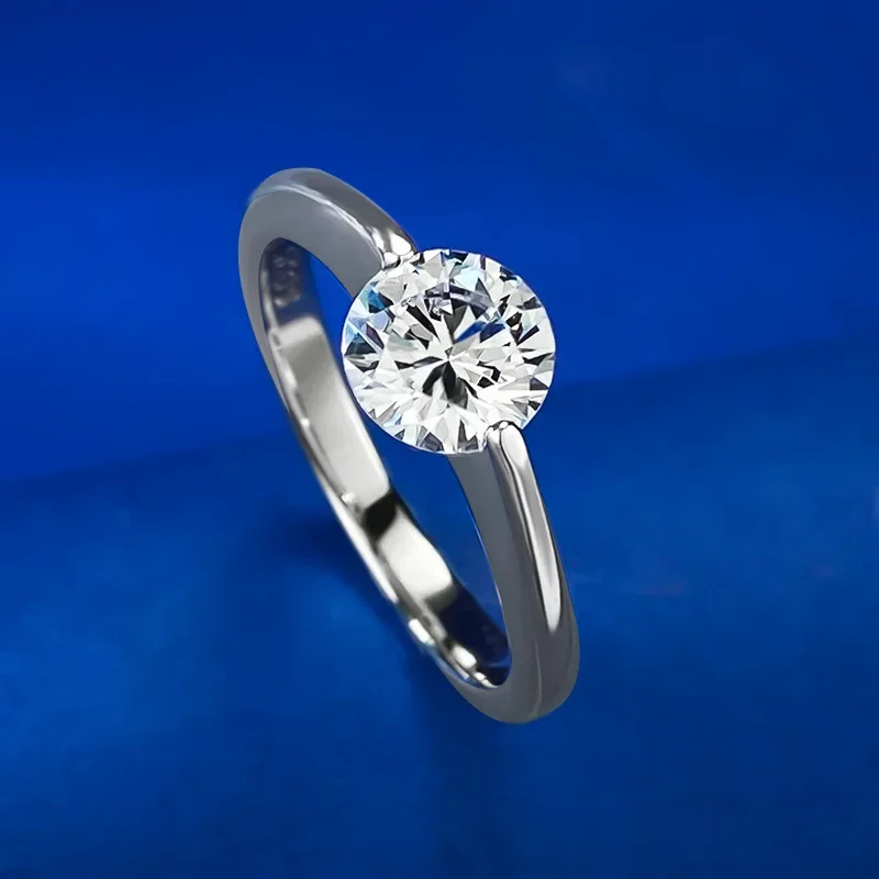 

Unique 1ct Moissanite Diamond Ring Real 925 Sterling Silver Party Wedding Band Rings for Women Engagement Jewelry Daily wear