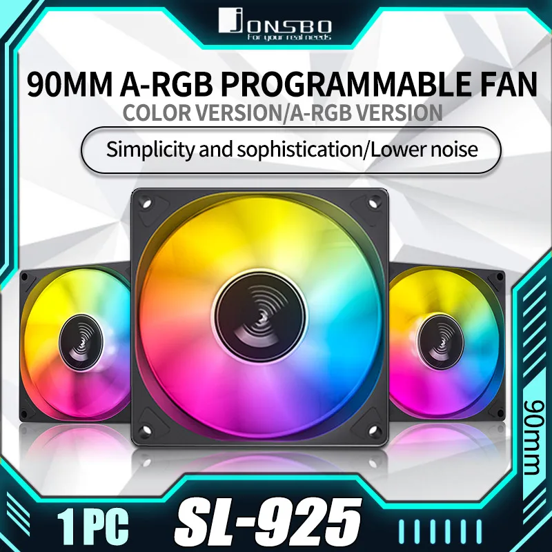 JONSBO SL-925 ARGB 고풍량 조명 효과 케이스, 선풍기 DC 12V 3 핀 ARGB CPU 냉각 선풍기 PWM, 소형 케이스 라디에이터