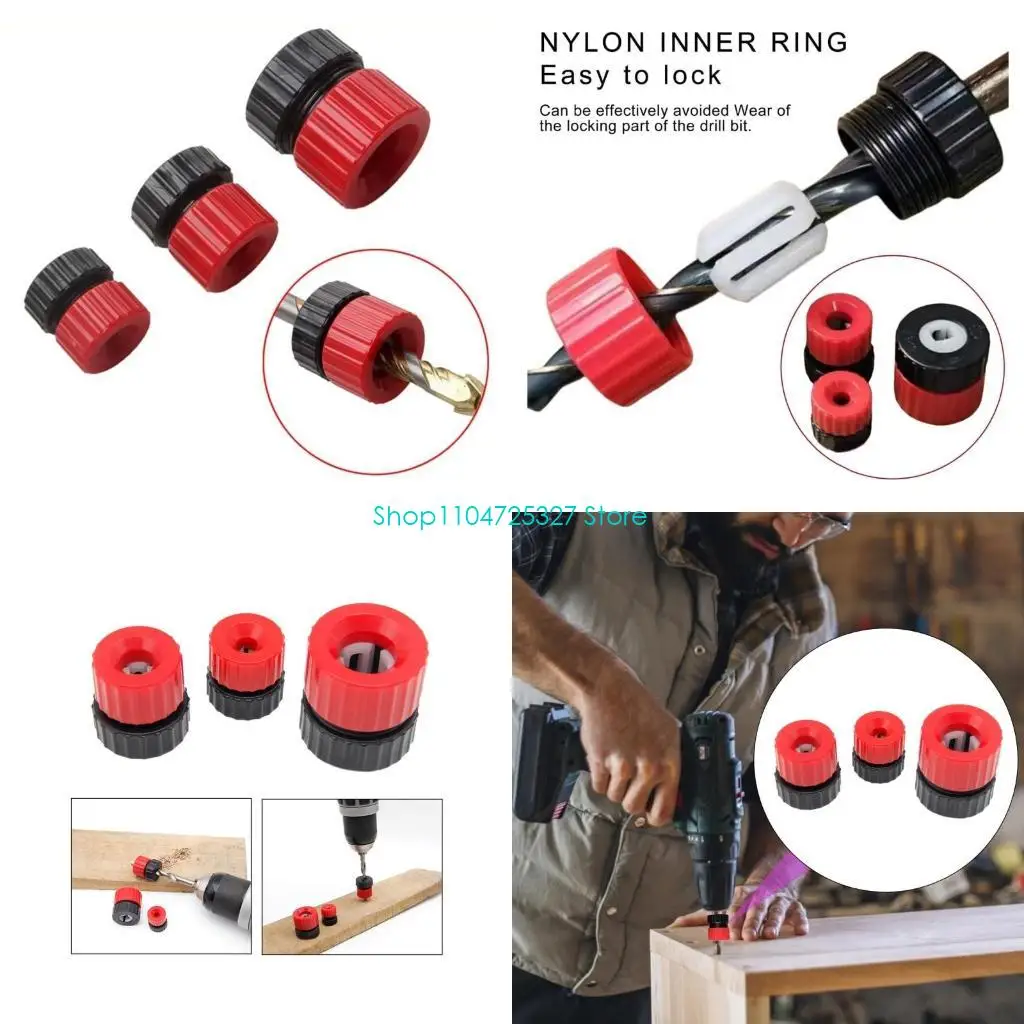 

D8KF 3Pcs Adjustable Drill Bit Depth Stop 3-13mm Drill Bit Stop Collars Limit Rings