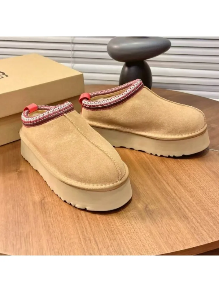 2027 Nowe Klasyczne Ultra Mini Botki na Platformie Skórzane Zamszowe Wełniane Wygodne Zimowe Damskie Kapcie z Futrem K98 ‮ 34-53 SeziS UggS – rozmiar — 2