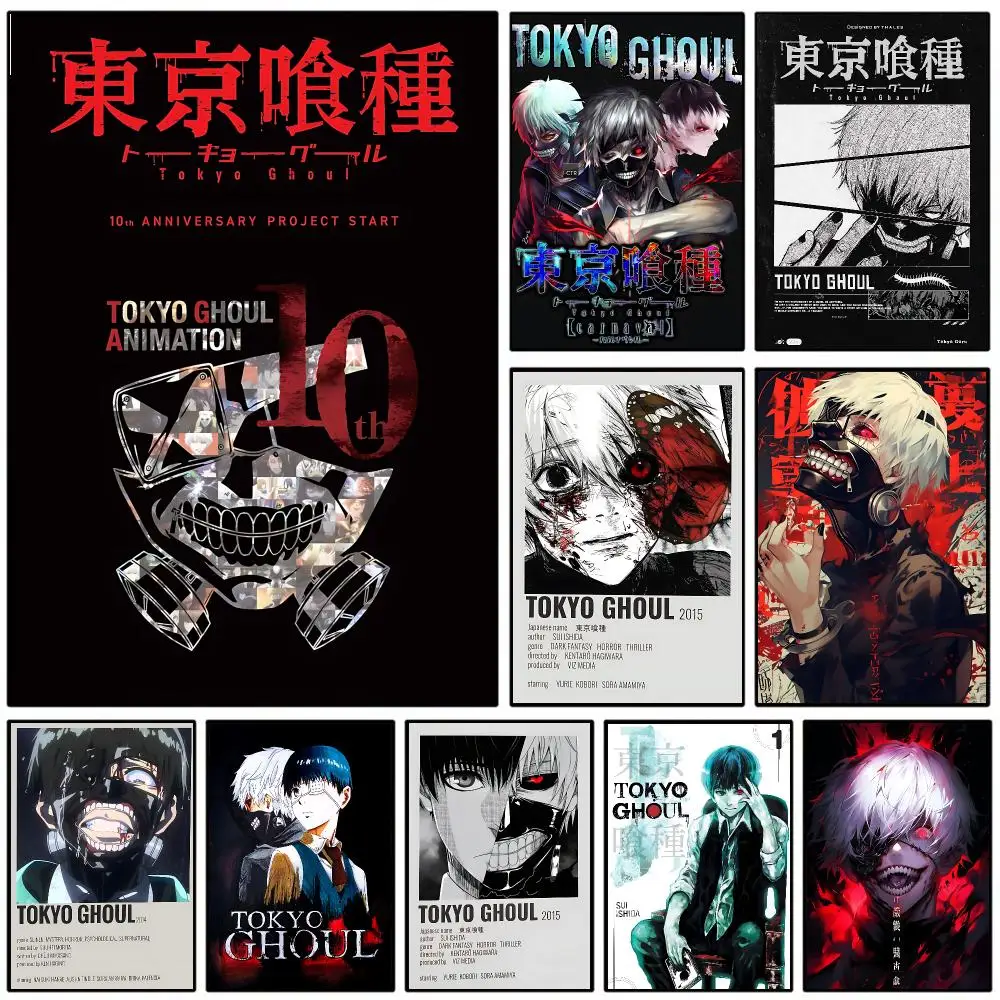 Best Seller Cool Anime T-Tokyo Ghoul Poster Sticker Self Adhesive For Playroom Bedroom Hallway Home Wall Art Decor Perfect Gift
