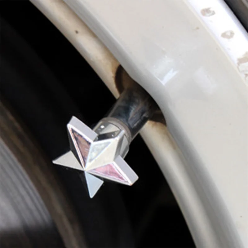 4Pcs Star Style Copper Core Car Tire Valve Caps Dust Covers Universal Pentagram Shaped Car Styling for Universal Cars Motorcycle