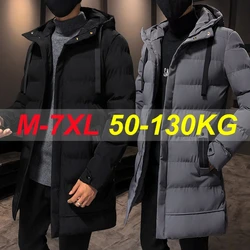 Parkas de talla grande 7xl 6xl 5xl para hombre, abrigos gruesos y cálidos, chaqueta térmica acolchada de algodón cálida informal, cortavientos largo para hombre, prendas de vestir exteriores de invierno