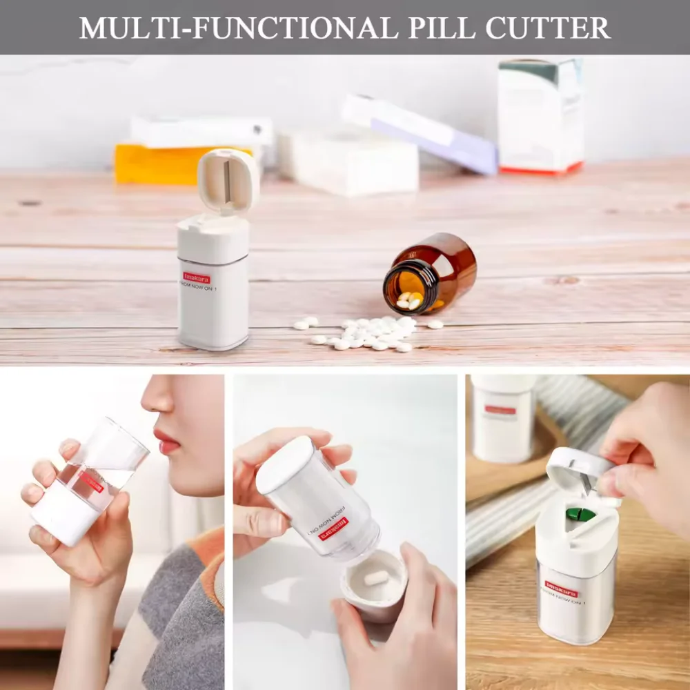Style Manual Multifunctional Portable Pill Cutter Grinder All In One Pill Splitter With Pill Storage Box For Home Travel
