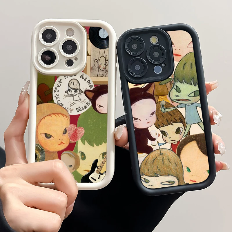 Y-Yoshitomo Girl Naras Sky Eye Stairs Soft Silicone Phone Case For Apple iPhone 12 13 Mini 11 14 15 16 Pro Max 7 8 Plus