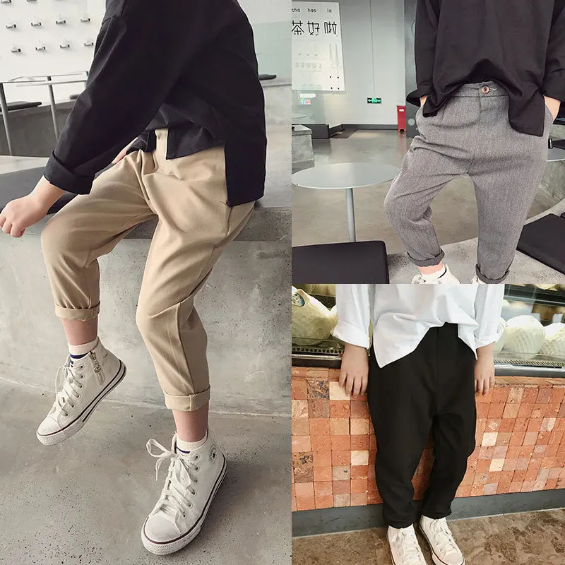 2026 Autumn 2-8 Years Boys Casual Plain Color Pant Kids Trousers