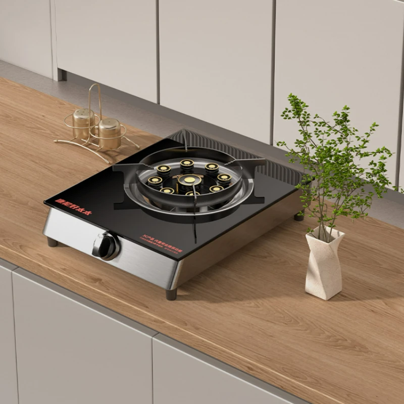 Estufa de Gas magnética de acero inoxidable engrosada, placa de cocina de Gas antigua, escritorio, estufa individual licuada de fuego alto