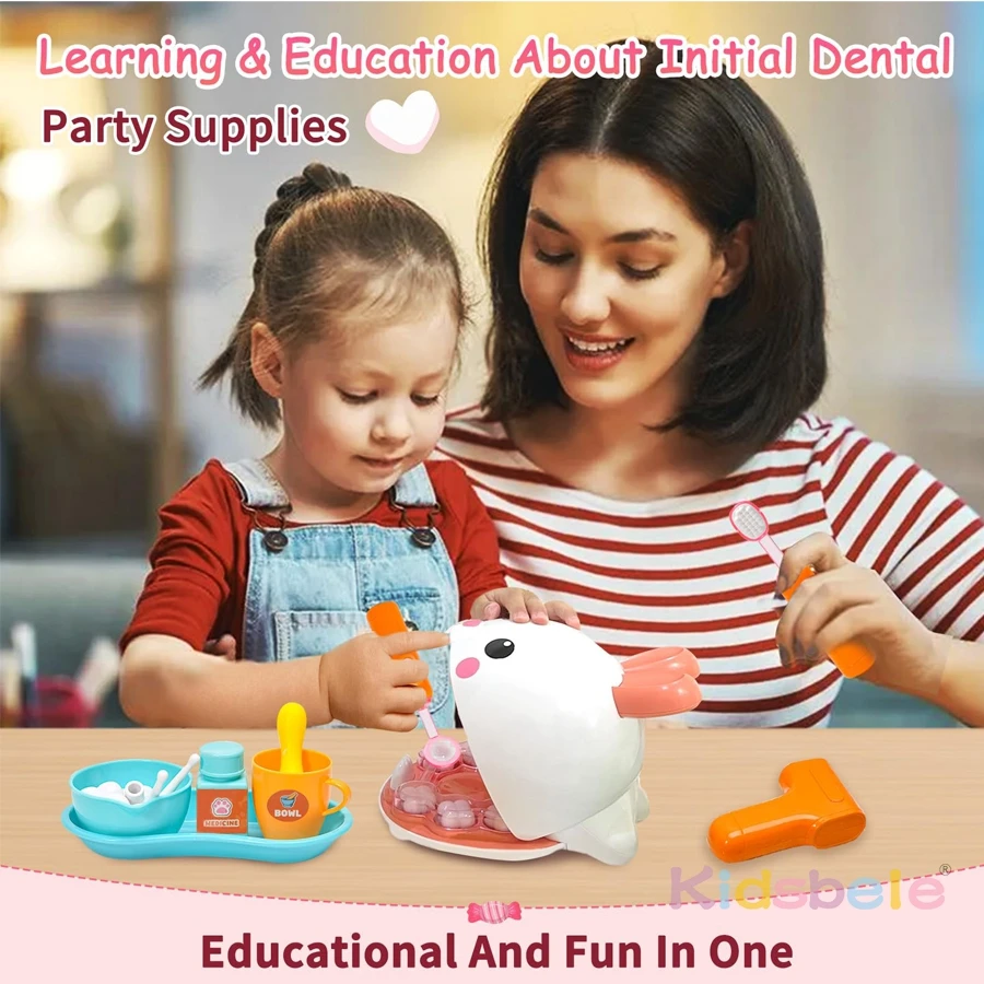 Ensemble de jouets de dentiste lapin – Jeu de dents pour enfants avec outils dentaires, cadeau éducatif pour jeu de simulation, jeu de rôle amusant pour les tout-petits