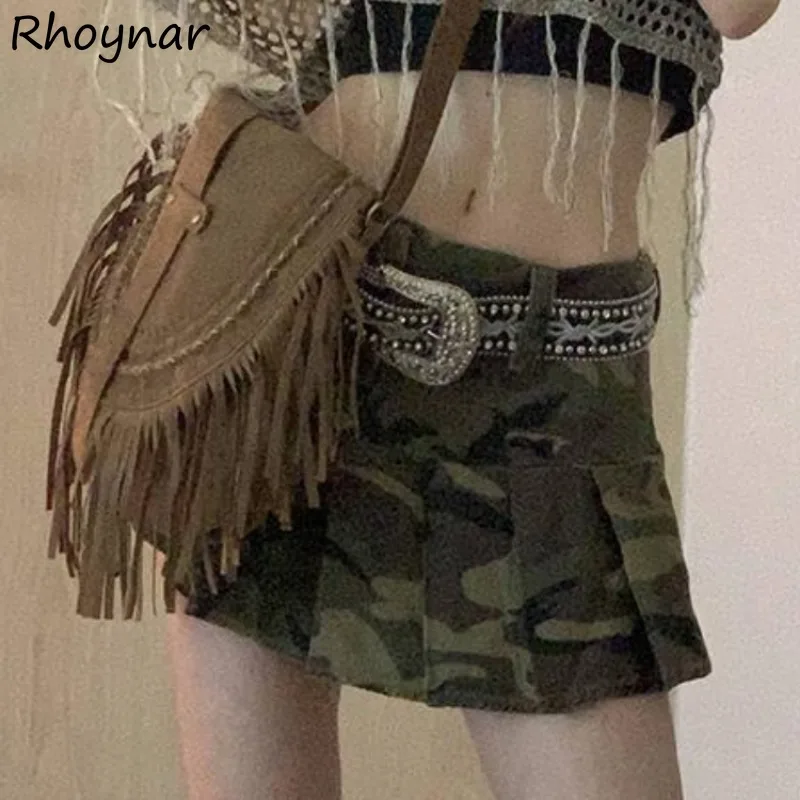 Mini Skirts Women Camouflage Streetwear Sexy All-match Popular High Waist Hip-covering Slim Korean Style Summer Spicy Girls Chic