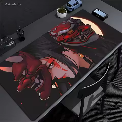 Oni Devil Mask Rubber Mouse Pad Gamer Mouse Pad Anime Girls Large Gaming Mousepad Game HD Print Keyboard Pads Non-slip Deskmat